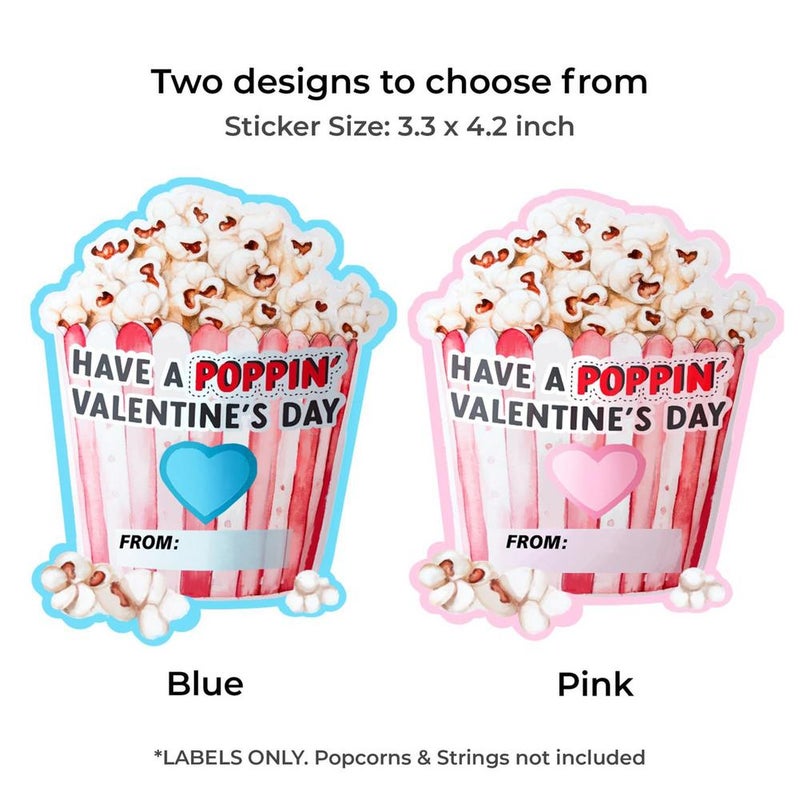 Have a Poppin Valentines Day Sticker, 24pcs Valentine's Day Labels, Popcorn Valentine Stickers for Valentines Birthday Gifts Party Favors Decoration - Image 5